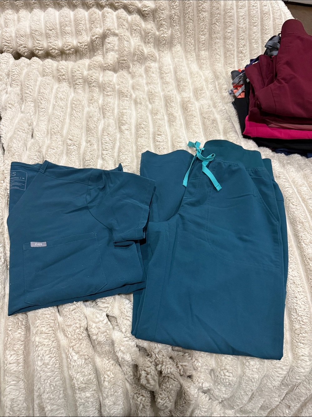 Figs Women's Teal Scrub Set with Teal Drawstring